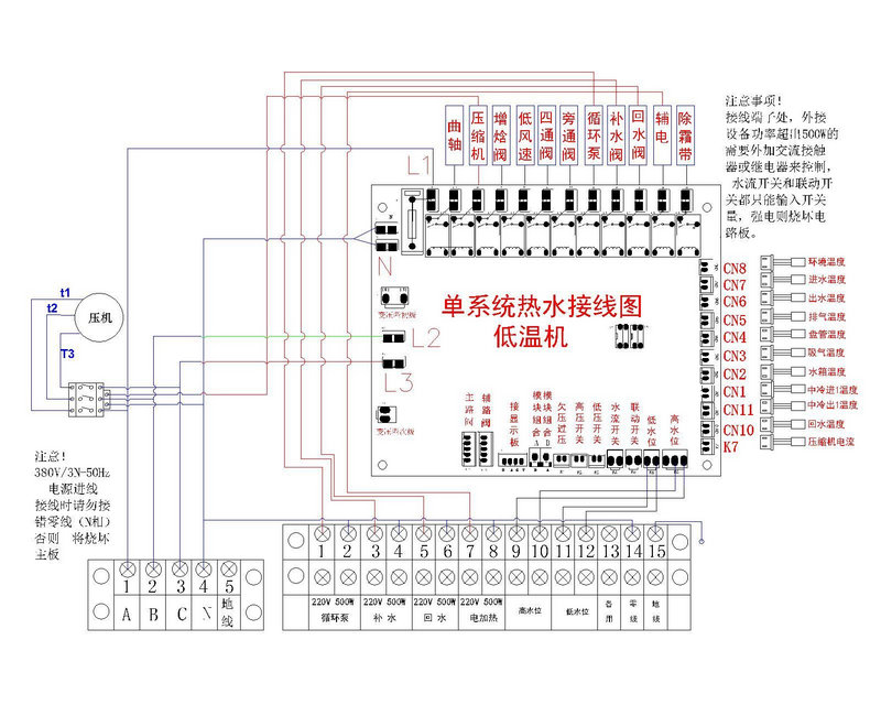 恩商用空氣源熱泵說(shuō)明書(shū)(單雙系統(tǒng))接線圖