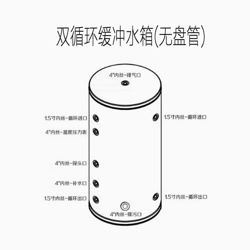 304不銹鋼緩沖承壓水箱(空氣能地暖緩沖承壓保溫水箱)