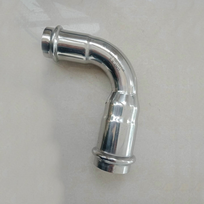 卡壓式不銹鋼管件：異徑90°彎頭