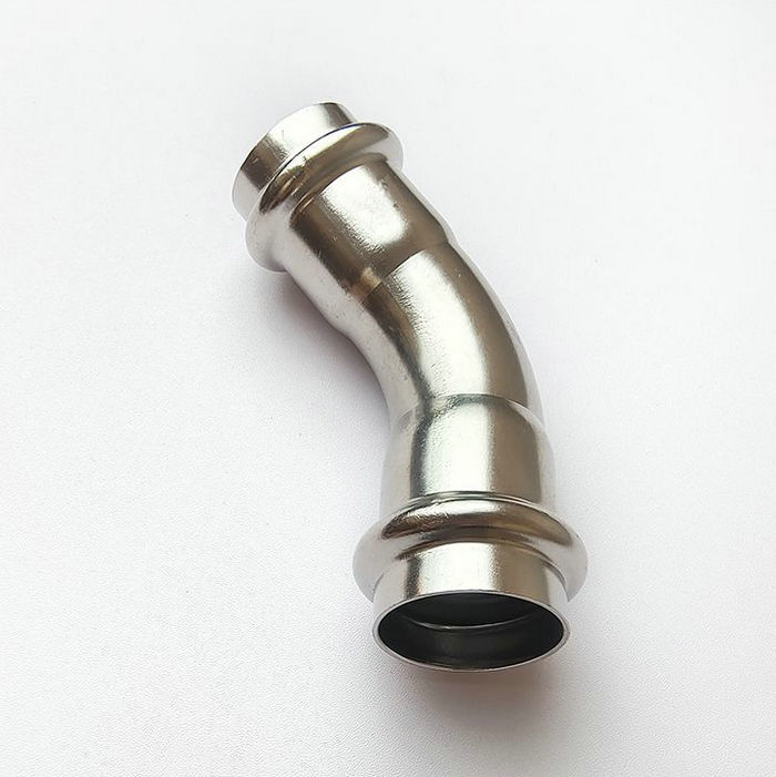 卡壓式不銹鋼管件：A型45°彎頭